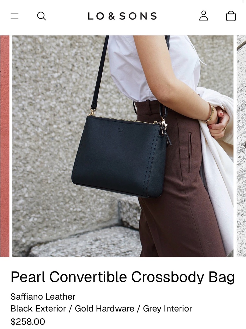 LO & SONS Pearl Convertible Crossbody Bag in Black